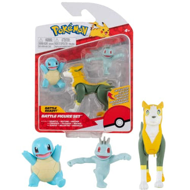 Pokemon Figuren 3-Pack Boltund Machop & Squirtle – 5-8 cm Pokémon Figuren - Neueste Welle 2022 - Offiziell Lizenziert Spielzeug im Sale